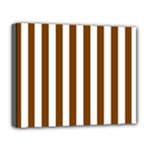 Vertical Stripes - White and Chocolate Brown Deluxe Canvas 20  x 16  (Stretched)