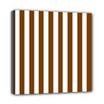 Vertical Stripes - White and Chocolate Brown Mini Canvas 8  x 8  (Stretched)