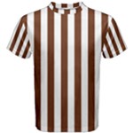 Vertical Stripes - White and Auburn Brown Men s Cotton Tee