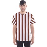 Vertical Stripes - White and Auburn Brown Men s Sport Mesh Tee