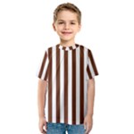 Vertical Stripes - White and Auburn Brown Kid s Sport Mesh Tee