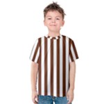 Vertical Stripes - White and Auburn Brown Kid s Cotton Tee