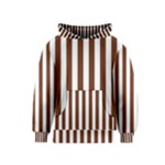 Vertical Stripes - White and Auburn Brown Kid s Pullover Hoodie