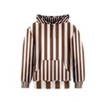 Vertical Stripes - White and Auburn Brown Kid s Zipper Hoodie