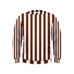 Vertical Stripes - White and Auburn Brown Kid s Sweatshirt