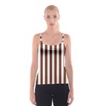 Vertical Stripes - White and Auburn Brown Spaghetti Strap Top