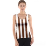 Vertical Stripes - White and Auburn Brown Tank Top