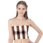 Vertical Stripes - White and Auburn Brown Tube Top