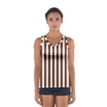 Vertical Stripes - White and Auburn Brown Women s Sport Tank Top