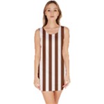 Vertical Stripes - White and Auburn Brown Bodycon Dress