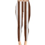 Vertical Stripes - White and Auburn Brown Women s Leggings