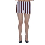 Vertical Stripes - White and Auburn Brown Skinny Shorts