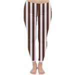 Vertical Stripes - White and Auburn Brown Winter Leggings