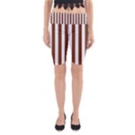 Vertical Stripes - White and Auburn Brown Yoga Cropped Leggings