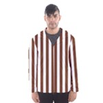 Vertical Stripes - White and Auburn Brown Hooded Wind Breaker (Men)
