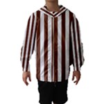 Vertical Stripes - White and Auburn Brown Hooded Wind Breaker (Kids)