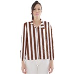 Vertical Stripes - White and Auburn Brown Wind Breaker (Women)