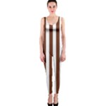 Vertical Stripes - White and Auburn Brown OnePiece Catsuit