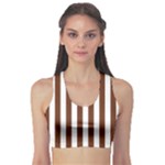 Vertical Stripes - White and Auburn Brown Women s Sports Bra
