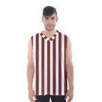 Vertical Stripes - White and Auburn Brown Men s Basketball Tank Top