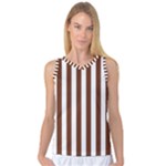 Vertical Stripes - White and Auburn Brown Women s Basketball Tank Top