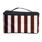 Vertical Stripes - White and Auburn Brown Cosmetic Storage Case