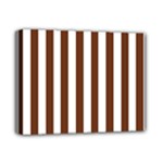 Vertical Stripes - White and Auburn Brown Deluxe Canvas 14  x 11  (Stretched)