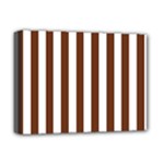 Vertical Stripes - White and Auburn Brown Deluxe Canvas 16  x 12  (Stretched)