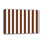 Vertical Stripes - White and Auburn Brown Deluxe Canvas 18  x 12  (Stretched)
