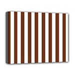 Vertical Stripes - White and Auburn Brown Deluxe Canvas 20  x 16  (Stretched)