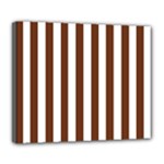 Vertical Stripes - White and Auburn Brown Deluxe Canvas 24  x 20  (Stretched)