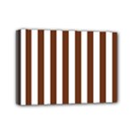Vertical Stripes - White and Auburn Brown Mini Canvas 7  x 5  (Stretched)