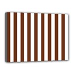 Vertical Stripes - White and Auburn Brown Canvas 16  x 12  (Stretched)
