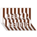 Vertical Stripes - White and Auburn Brown Best Friends 3D Greeting Card (8x4)