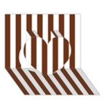 Vertical Stripes - White and Auburn Brown Heart 3D Greeting Card (7x5)