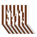 Vertical Stripes - White and Auburn Brown LOVE 3D Greeting Card (7x5)