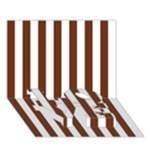 Vertical Stripes - White and Auburn Brown LOVE Bottom 3D Greeting Card (7x5)