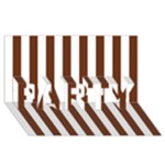Vertical Stripes - White and Auburn Brown PARTY 3D Greeting Card (8x4)