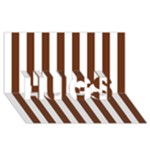 Vertical Stripes - White and Auburn Brown HUGS 3D Greeting Card (8x4)