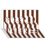 Vertical Stripes - White and Auburn Brown Best Wish 3D Greeting Card (8x4)