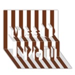 Vertical Stripes - White and Auburn Brown Miss You 3D Greeting Card (7x5)
