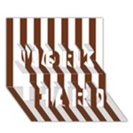 Vertical Stripes - White and Auburn Brown WORK HARD 3D Greeting Card (7x5)