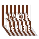 Vertical Stripes - White and Auburn Brown TAKE CARE 3D Greeting Card (7x5)