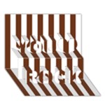 Vertical Stripes - White and Auburn Brown You Rock 3D Greeting Card (7x5)