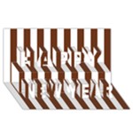 Vertical Stripes - White and Auburn Brown Happy New Year 3D Greeting Card (8x4)