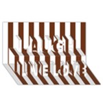 Vertical Stripes - White and Auburn Brown Laugh Live Love 3D Greeting Card (8x4)