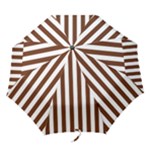 Vertical Stripes - White and Auburn Brown Folding Umbrella