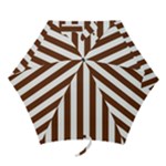 Vertical Stripes - White and Auburn Brown Mini Umbrella