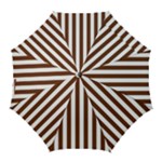 Vertical Stripes - White and Auburn Brown Golf Umbrella