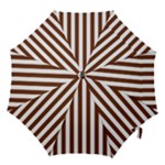 Vertical Stripes - White and Auburn Brown Hook Handle Umbrella (Medium)